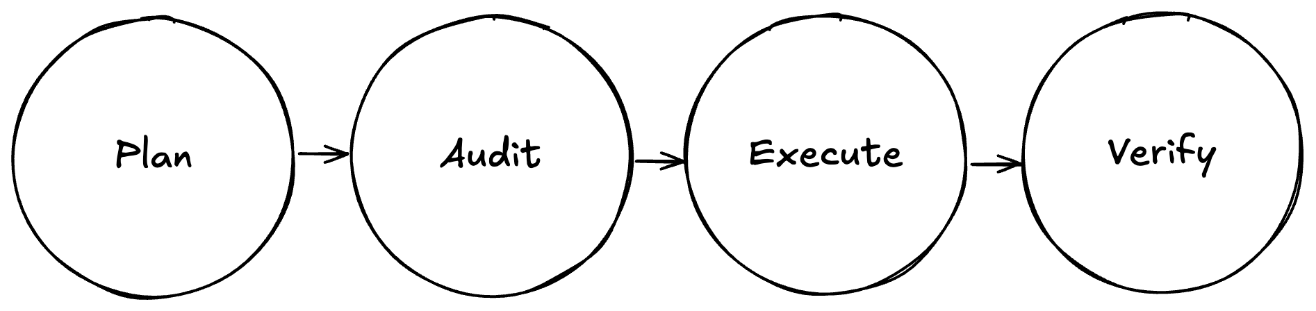 Diagram showing the order of Plan, Audit, Execute, Verify